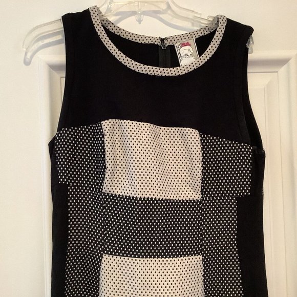 Yoana Baraschi Anthropologie Dress Size 12 Black Ivory Colorblock Sleeveless - Picture 3 of 10